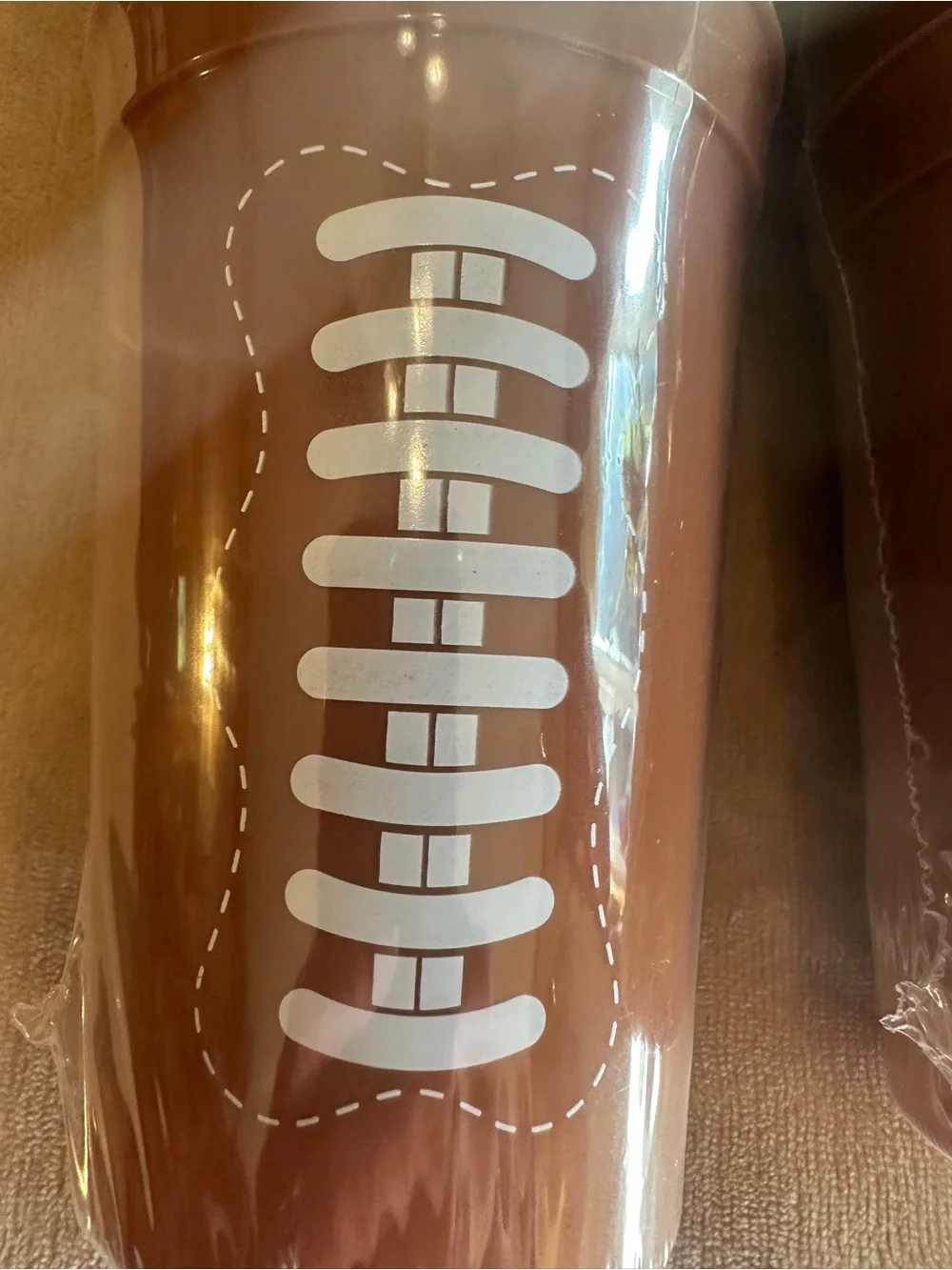 Party Cups - Brown Football Design - Unbranded